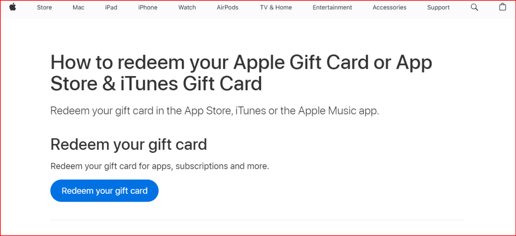 apple gift card redeem
