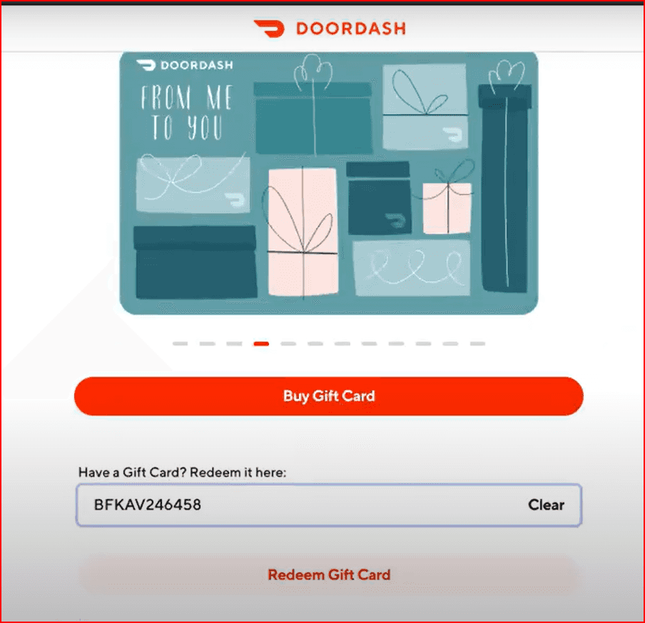 doordash gift card redeem