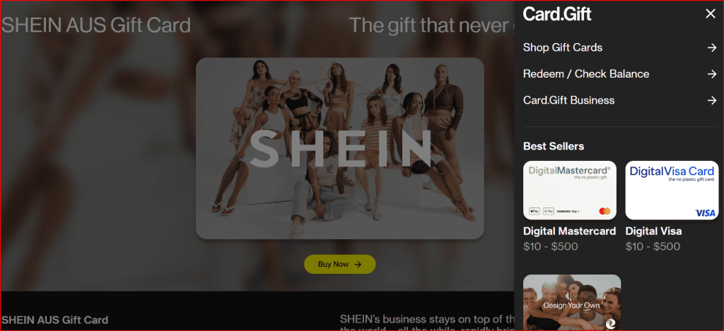shein gift cards redeem
