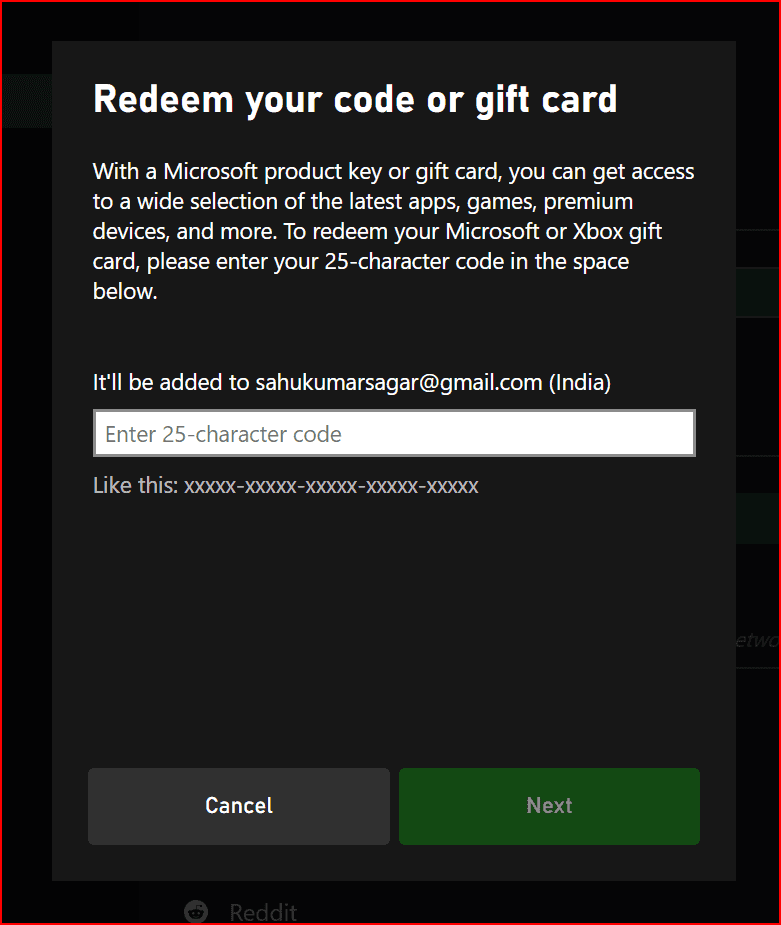 Redeeming Your Xbox Gift Card