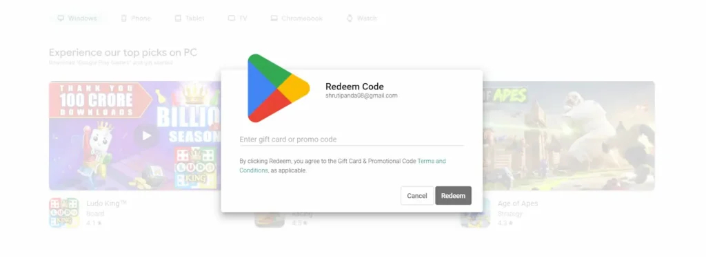 How to redeem Playstore redeem codes