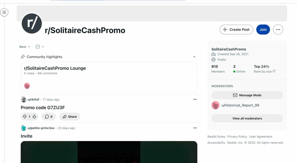 reddit solitaire promo codes